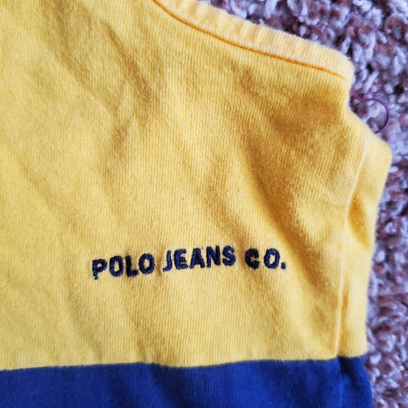 VTG 90s Ralph Lauren Polo Jeans Co Yellow and Navy Blue Tank Top Sz 4 - Picture 3 of 3